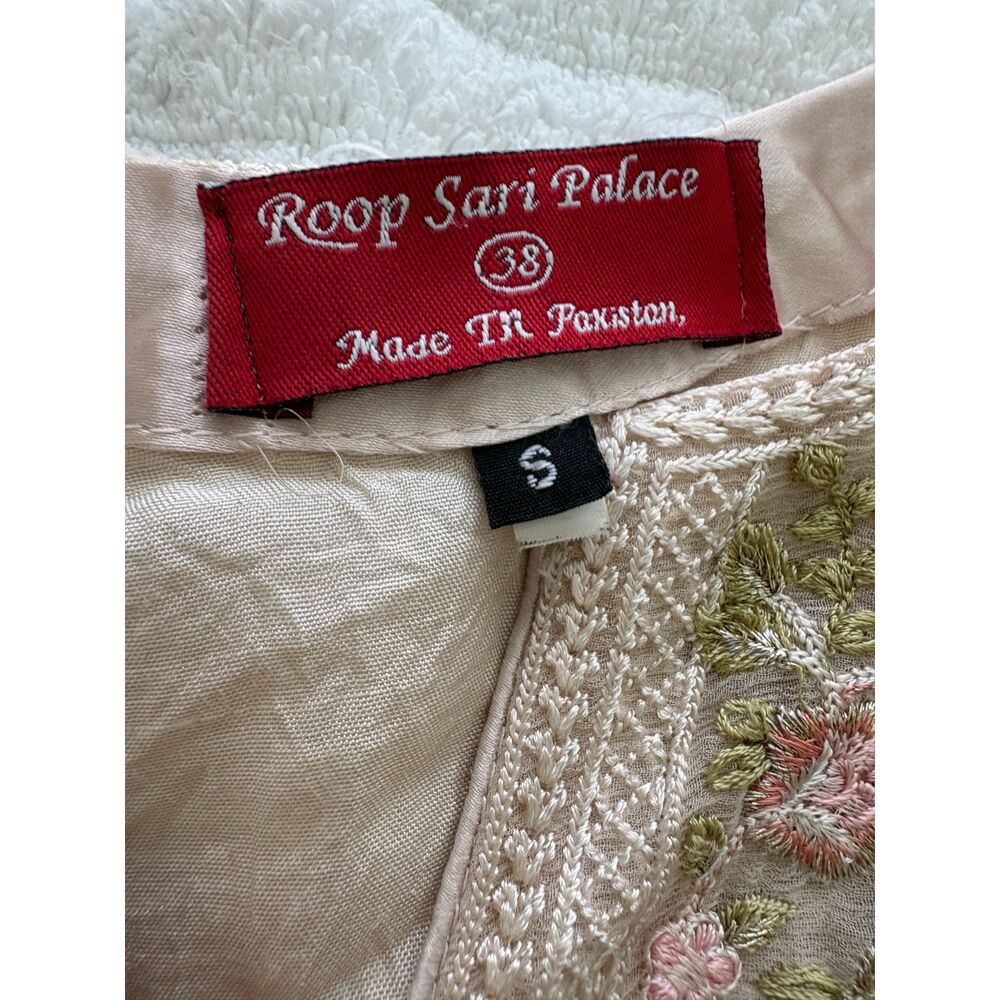 Roop Sari Palace Pakistani Embroidered Kurta Tunic Size S Blush Fully Lined - Picture 11 of 12